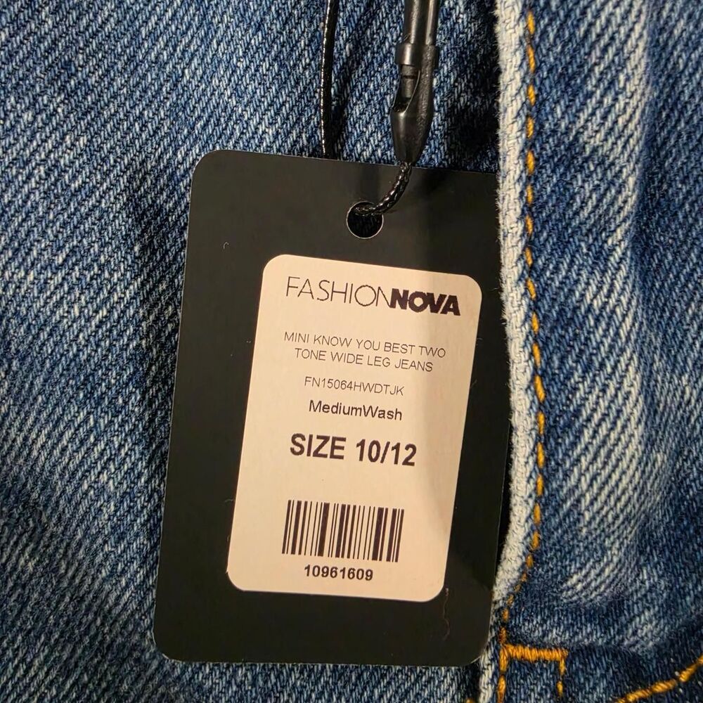 Fashion Nova Two-Tone Blue Straight Leg Jeans - Picture 5 of 8